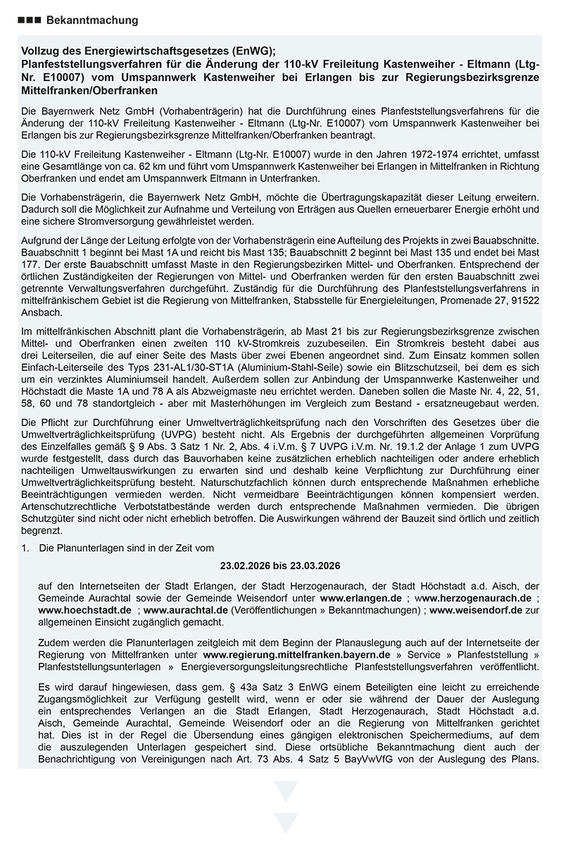 Bekanntmachung öffnen