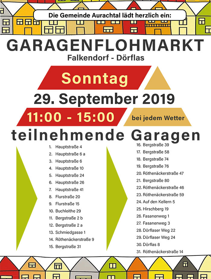 Teilnehmende Garagen - Garagenflohmarkt 2019 im pdf-Format